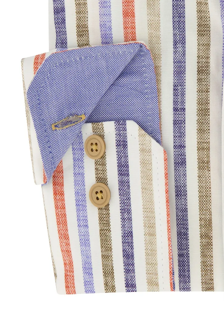 Katoenen Portofino overhemd button-down blauw gestreept