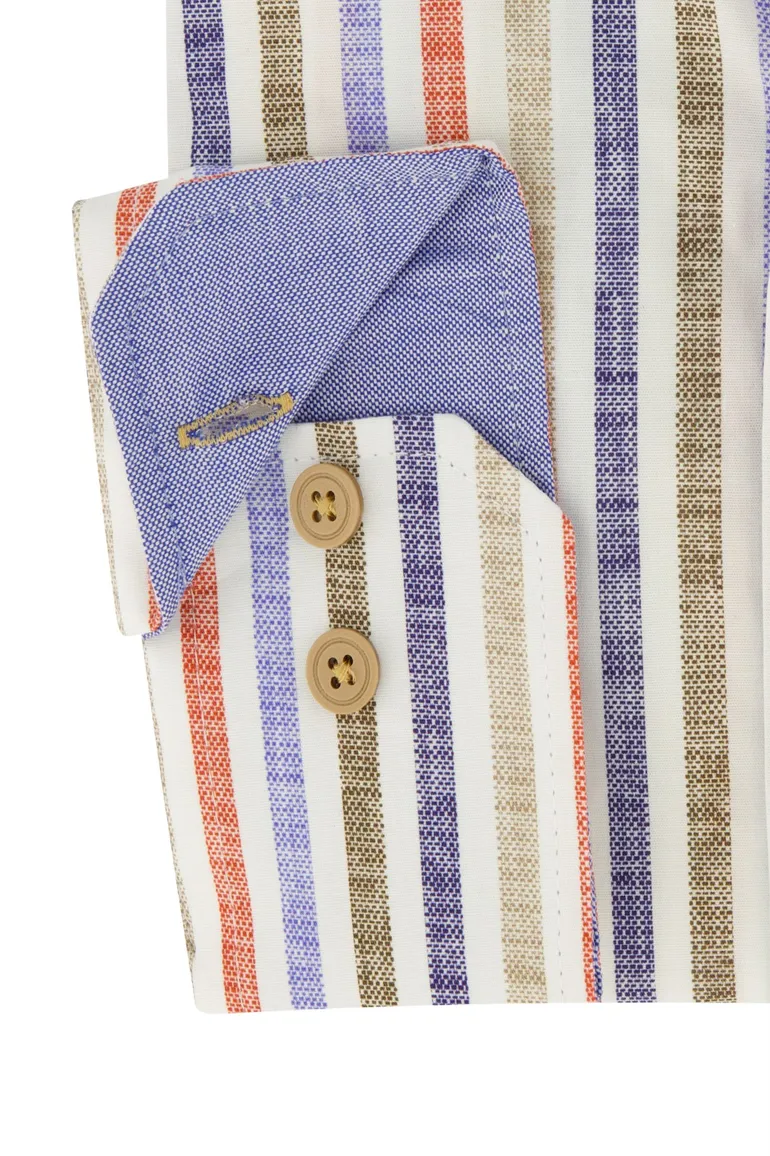 Portofino overhemd button-down blauw gestreept