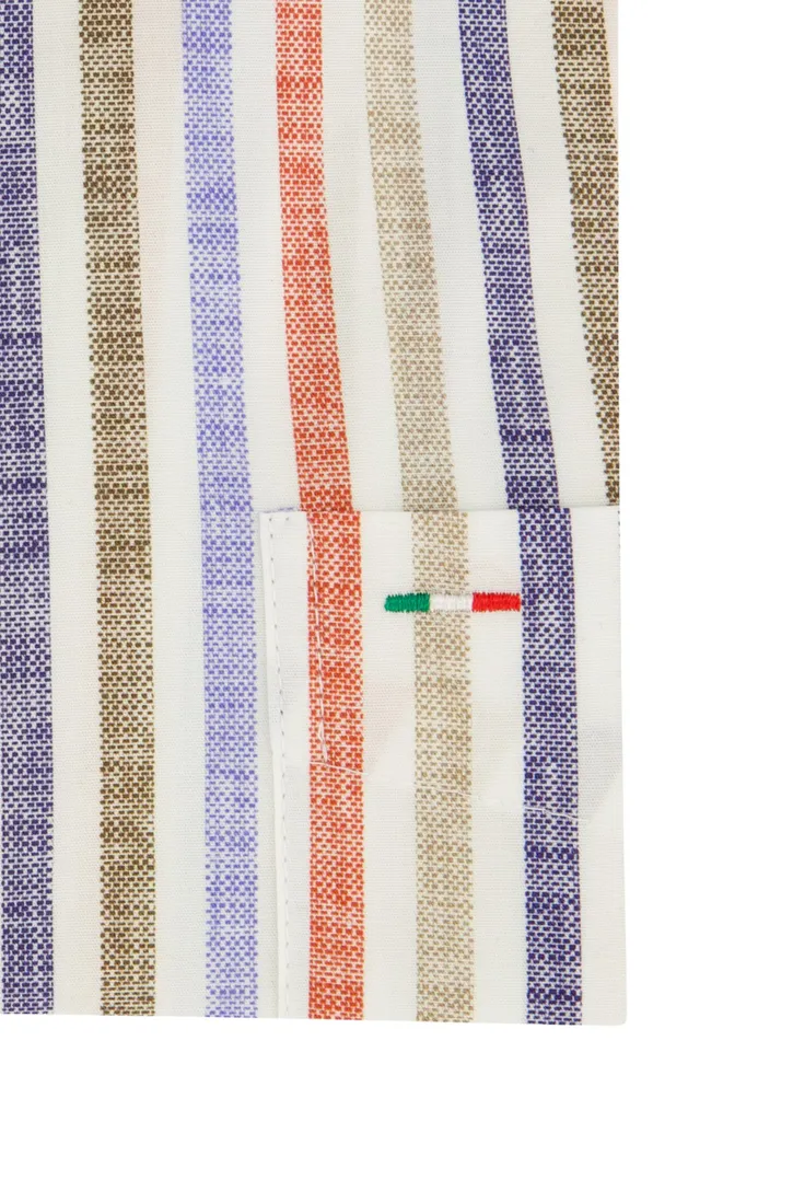 Katoenen Portofino overhemd button-down blauw gestreept