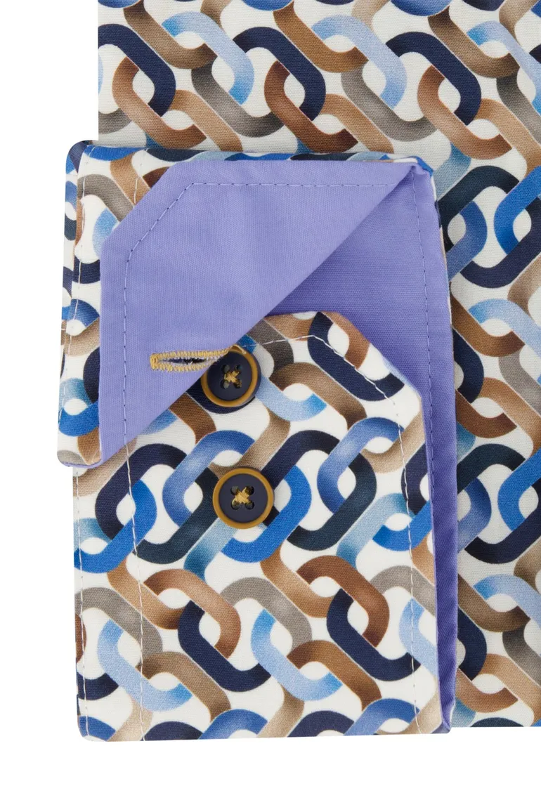 Portofino overhemd blauw geprint