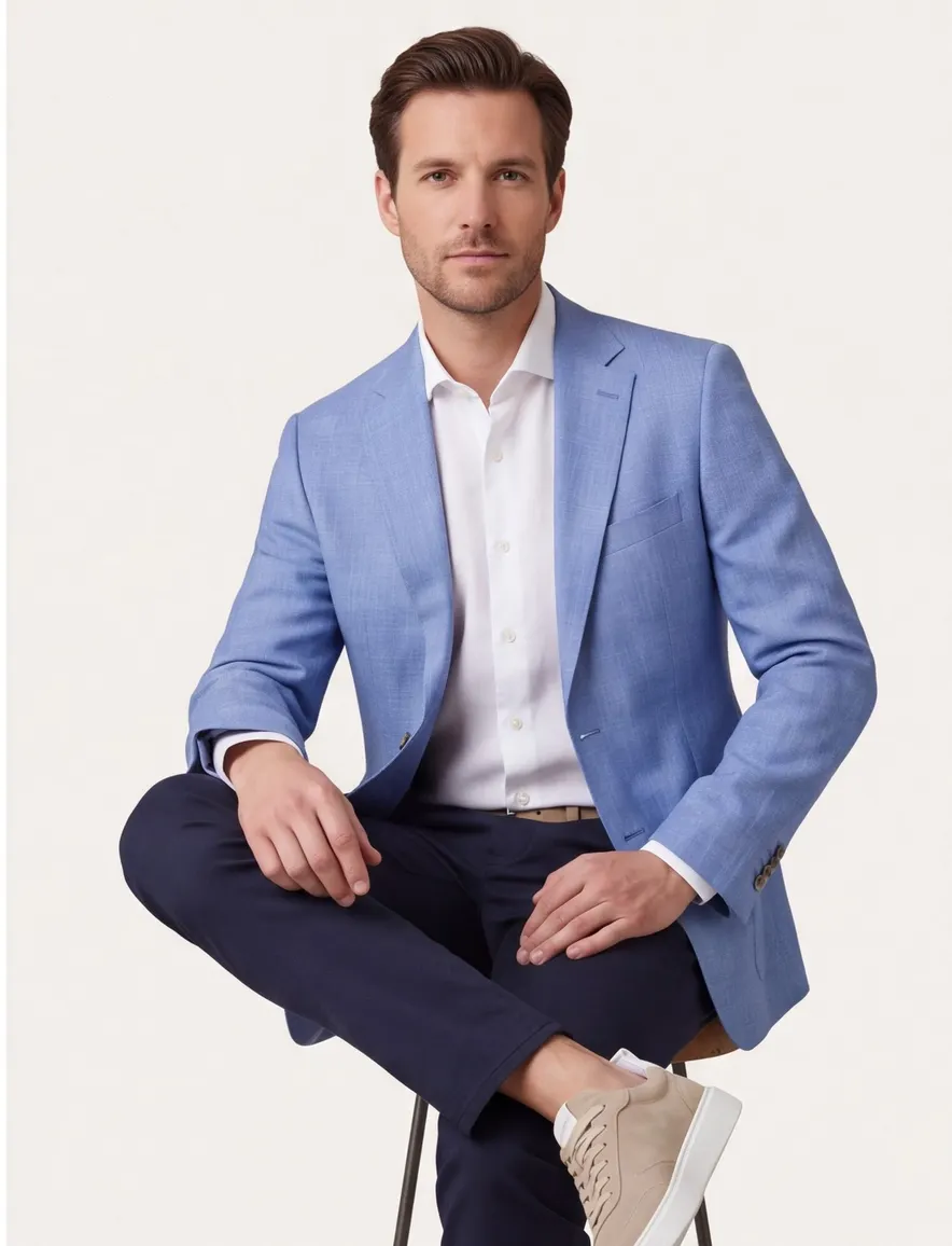 Dressler shaped fit colbert Sendrik blauw gemêleerd