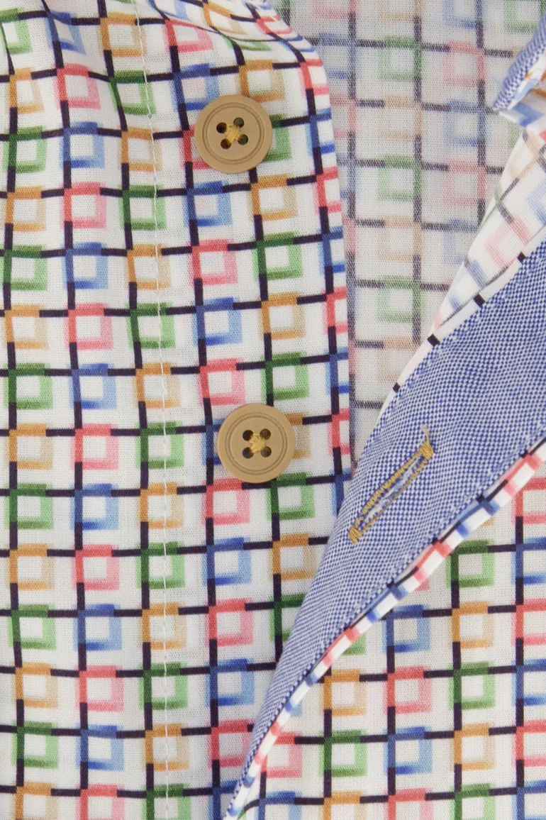 Geel geprint katoenen Portofino overhemd regular fit