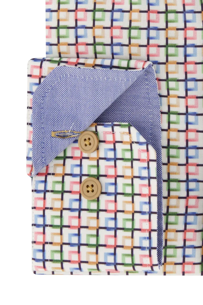 Geel geprint katoenen Portofino overhemd regular fit