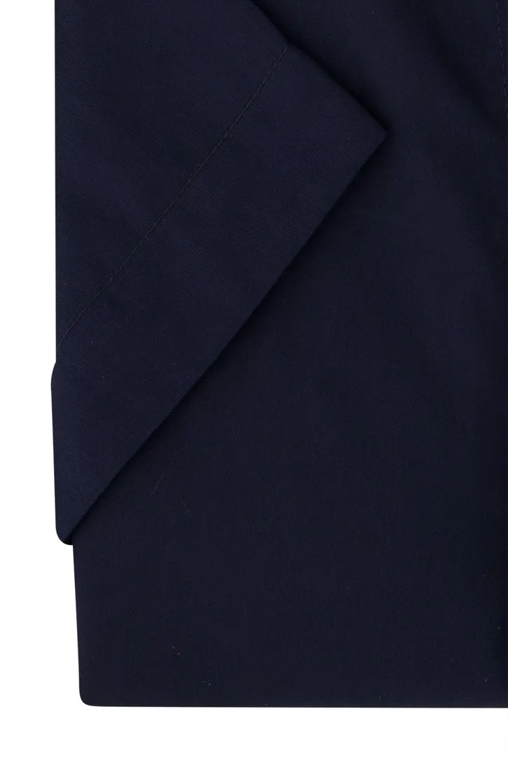 katoenen Portofino overhemd korte mouw wijde fit donkerblauw