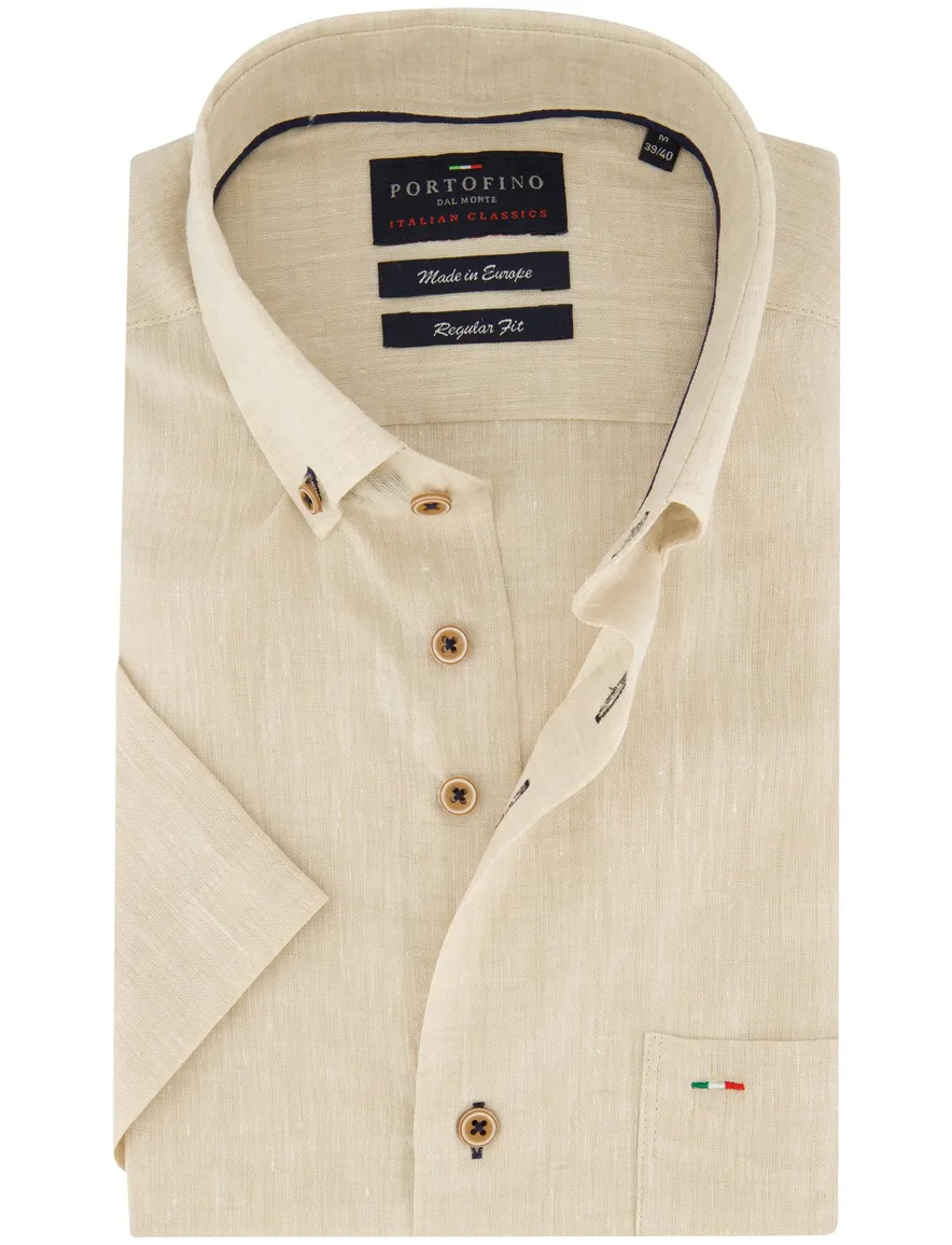 Portofino overhemd korte mouw beige