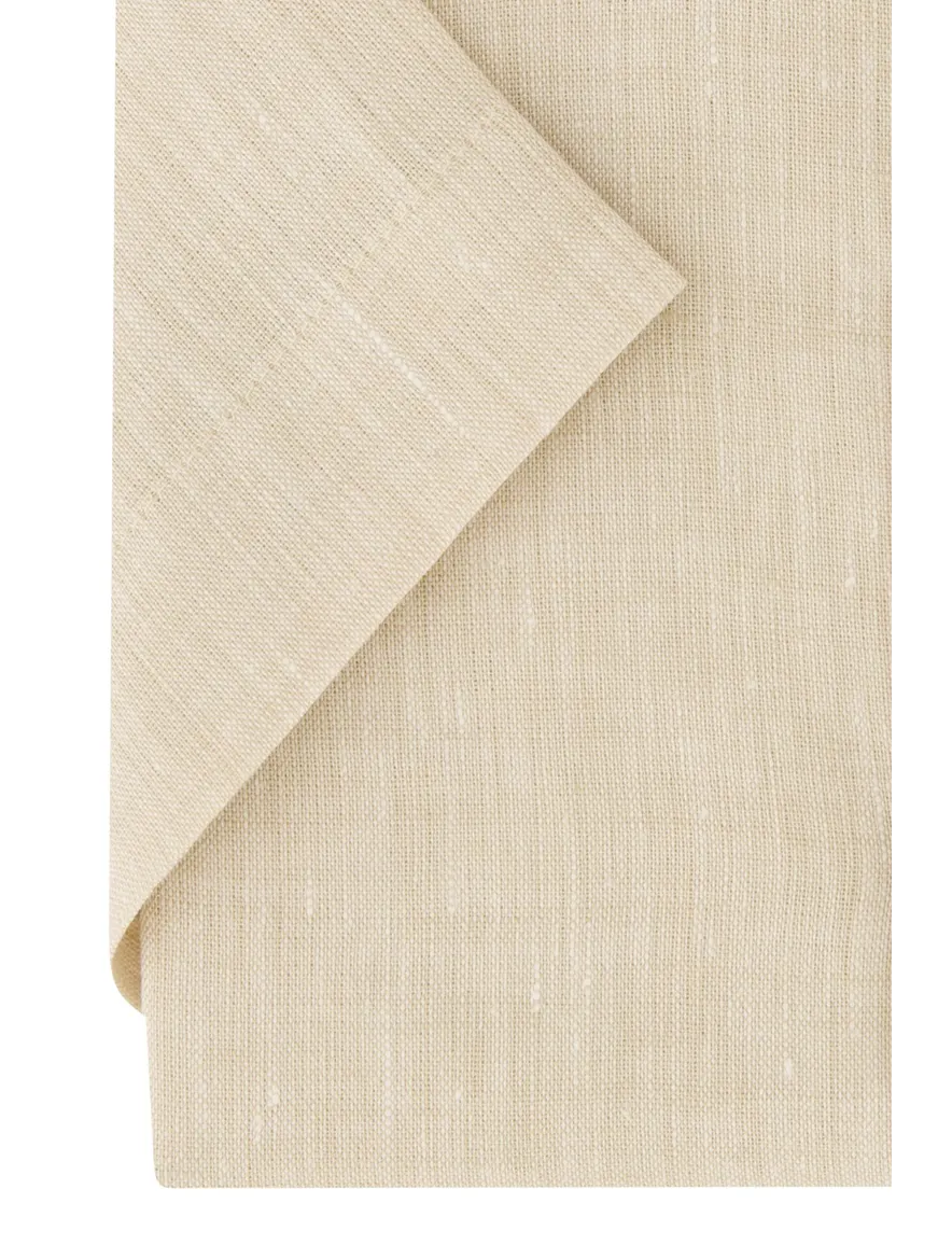 Regular fit Portofino beige gemêleerd overhemd linnen
