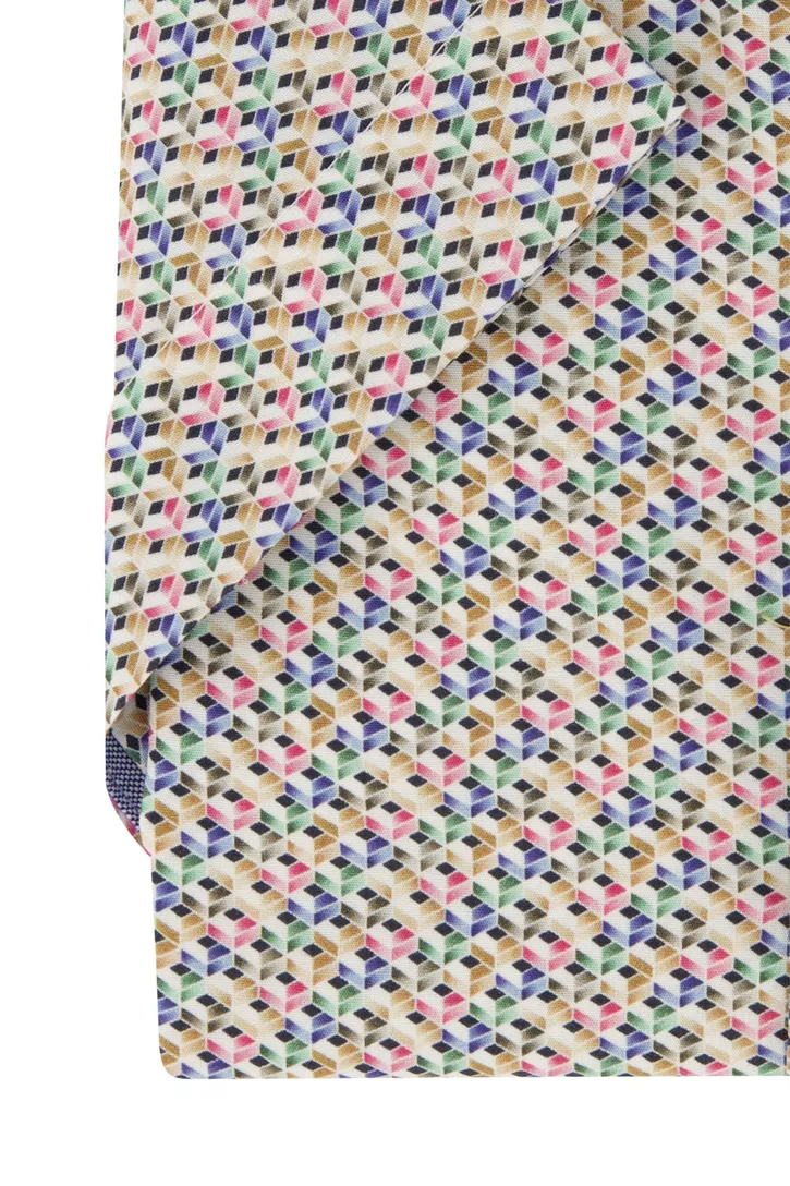 Portofino overhemd korte mouw multicolor geprint wijde fit