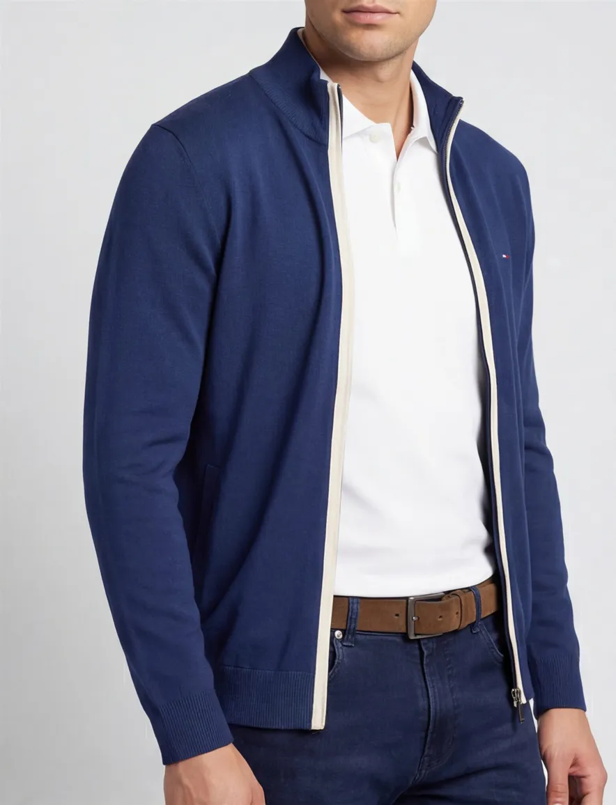 Portofino vest donkerblauw effen katoen