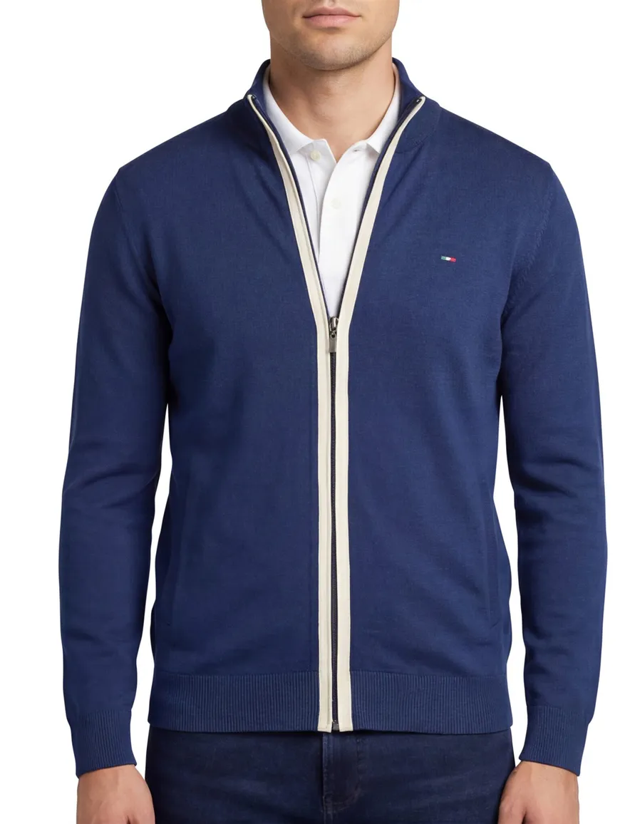 Portofino vest donkerblauw effen katoen