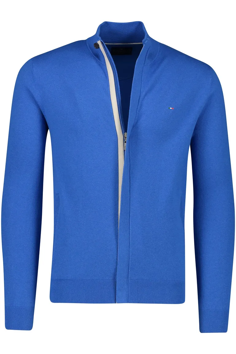 Portofino vest blauw effen katoen