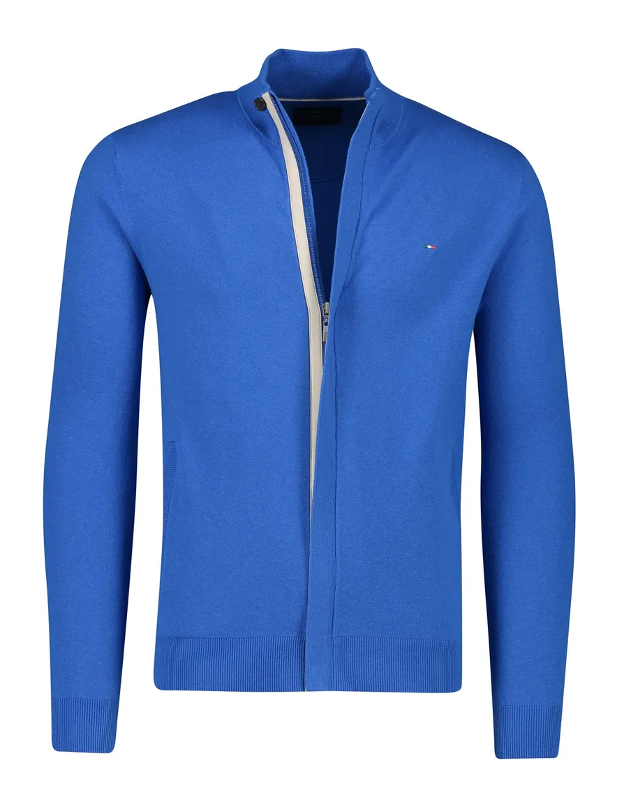 Portofino vest blauw effen katoen