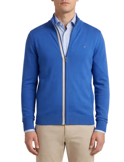 Portofino Portofino vest blauw effen katoen