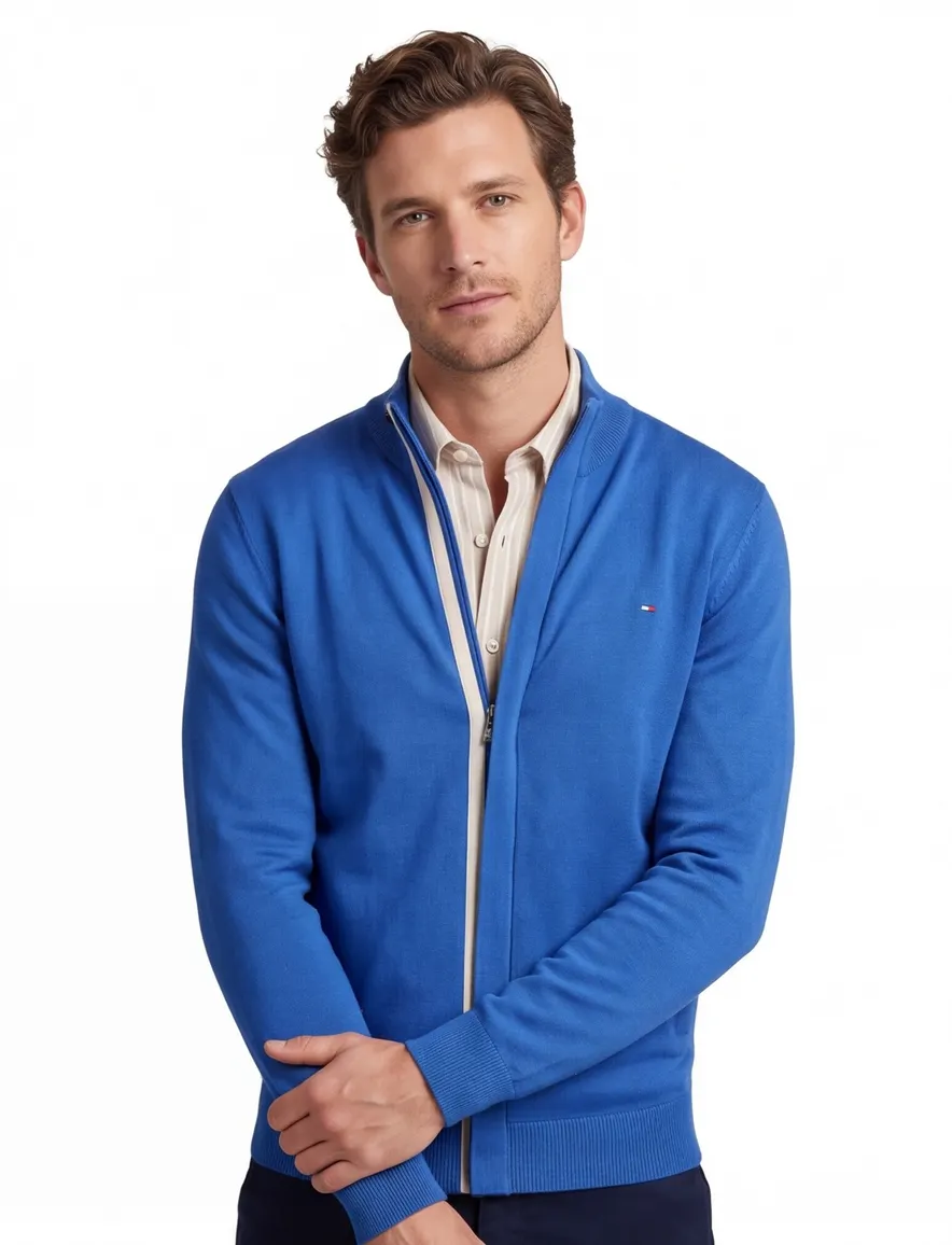 Portofino vest blauw effen katoen