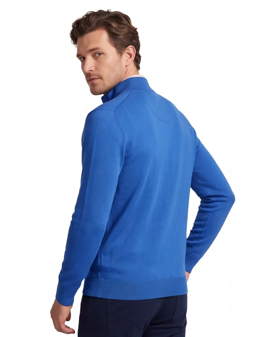 Portofino vest blauw effen katoen