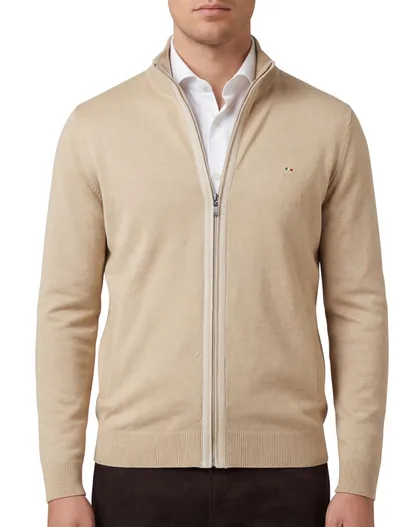 Portofino Portofino vest beige effen katoen