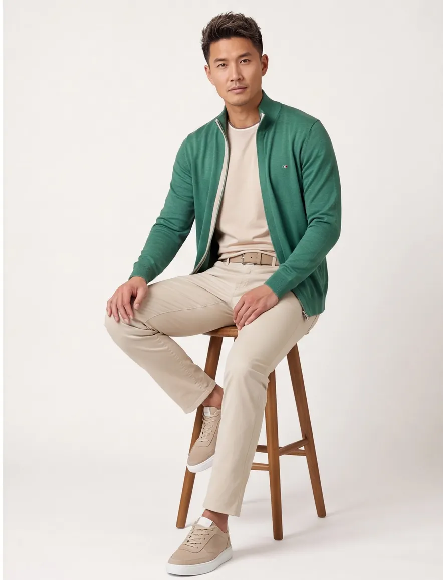 Portofino vest groen effen