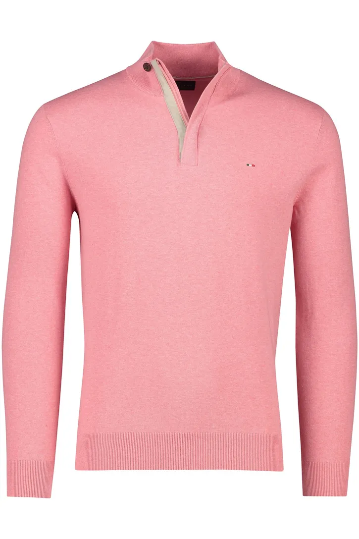 Portofino half zip trui roze katoen