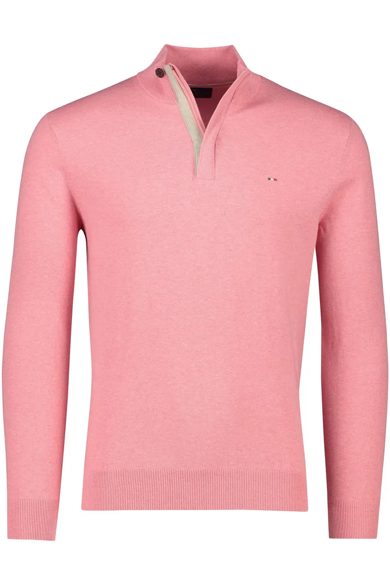 Portofino trui half zip roze effen
