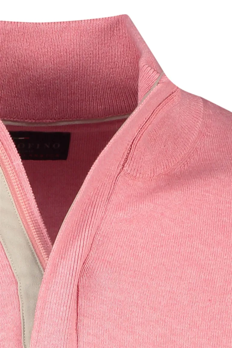 Portofino trui half zip roze effen