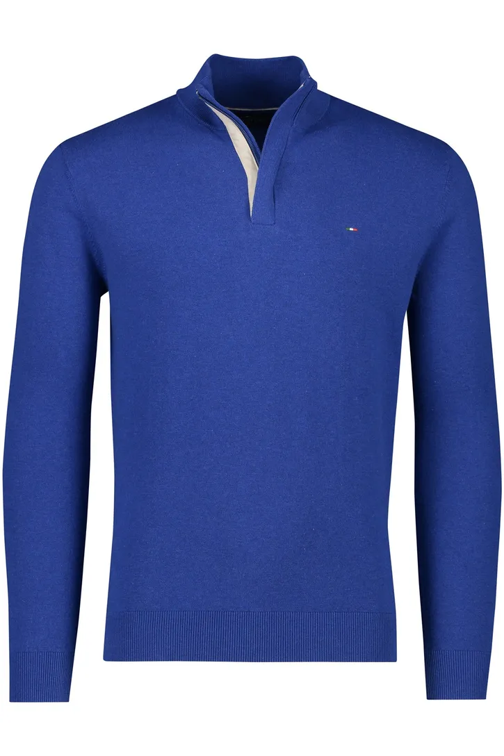 Portofino trui half zip lichtblauw katoen