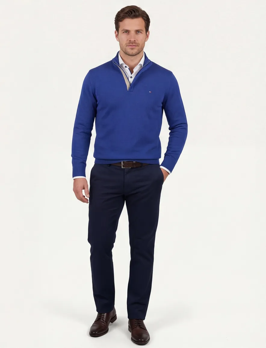 Portofino halfzip trui blauw
