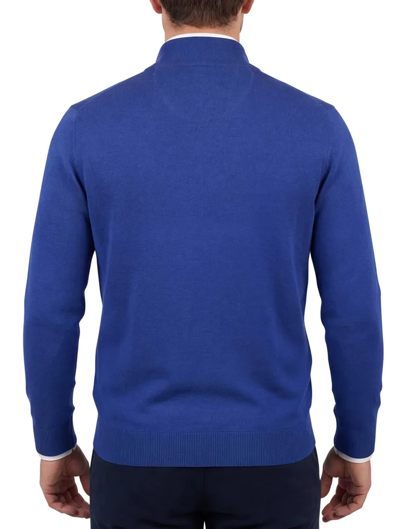 Portofino trui half zip lichtblauw katoen
