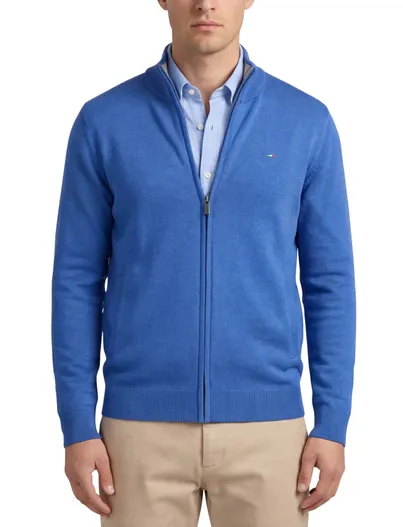 Portofino Portofino vest effen blauw rits katoen
