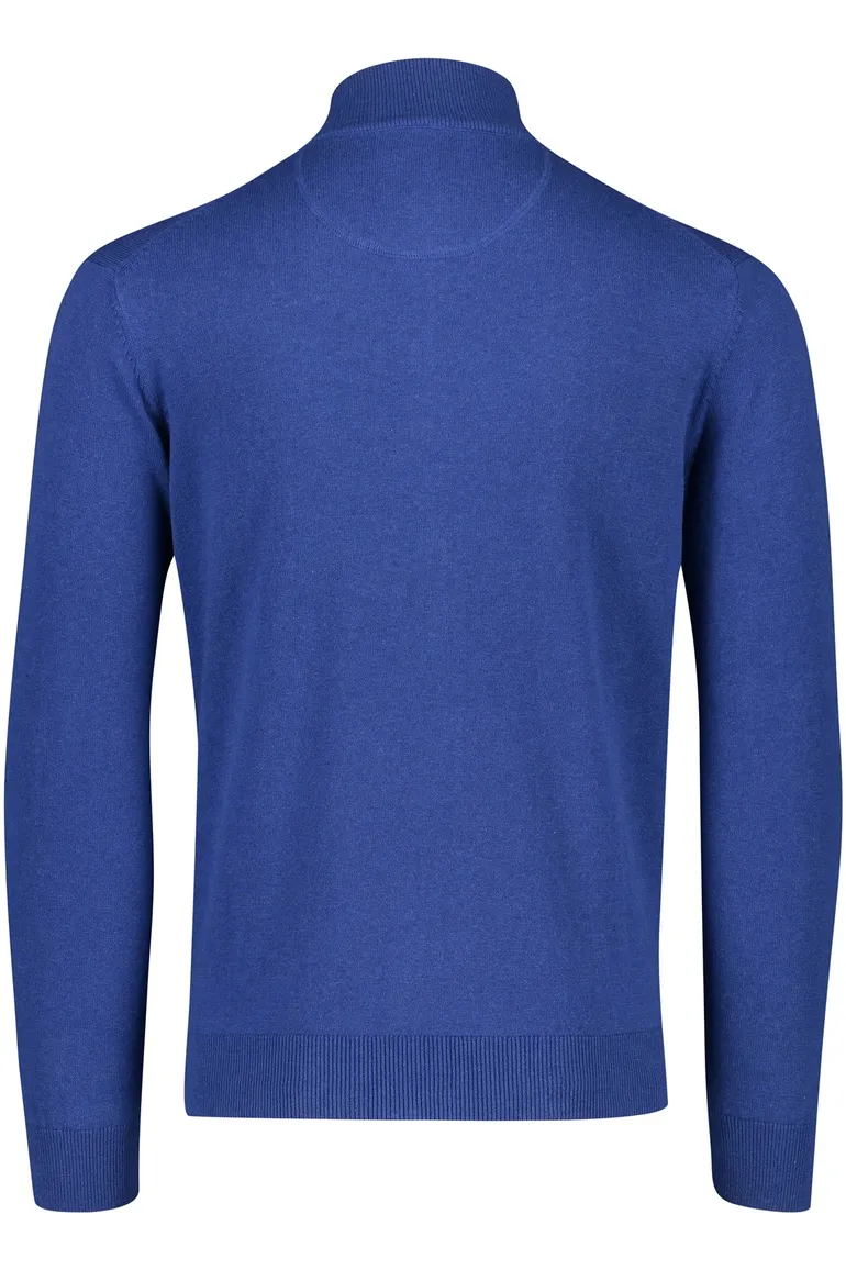 Portofino vest blauw rits effen hoge hals katoen