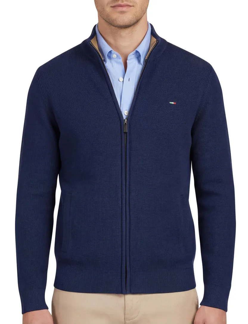 katoenen Portofino vest donkerblauw rits