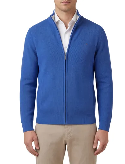 Portofino Portofino vest blauw effen met logo katoen