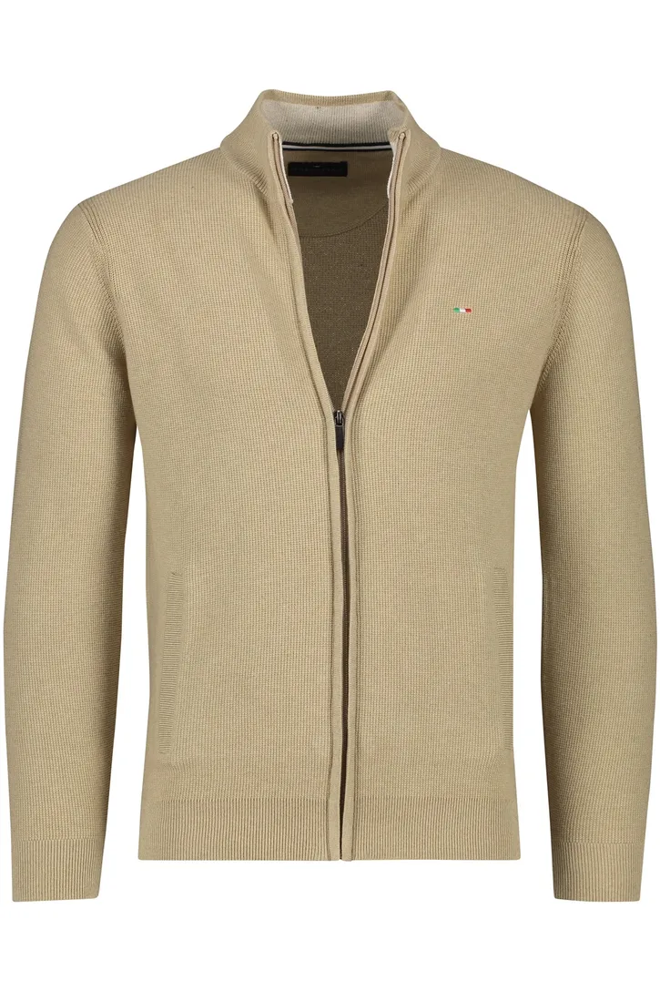 katoenen Portofino vest rits effen camel