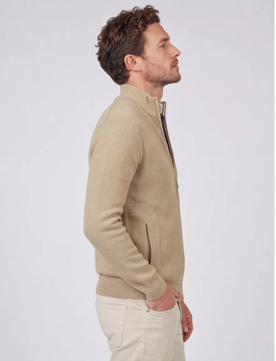 Portofino vest effen camel katoen