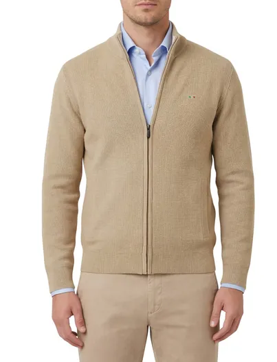 Portofino katoenen Portofino vest rits effen camel