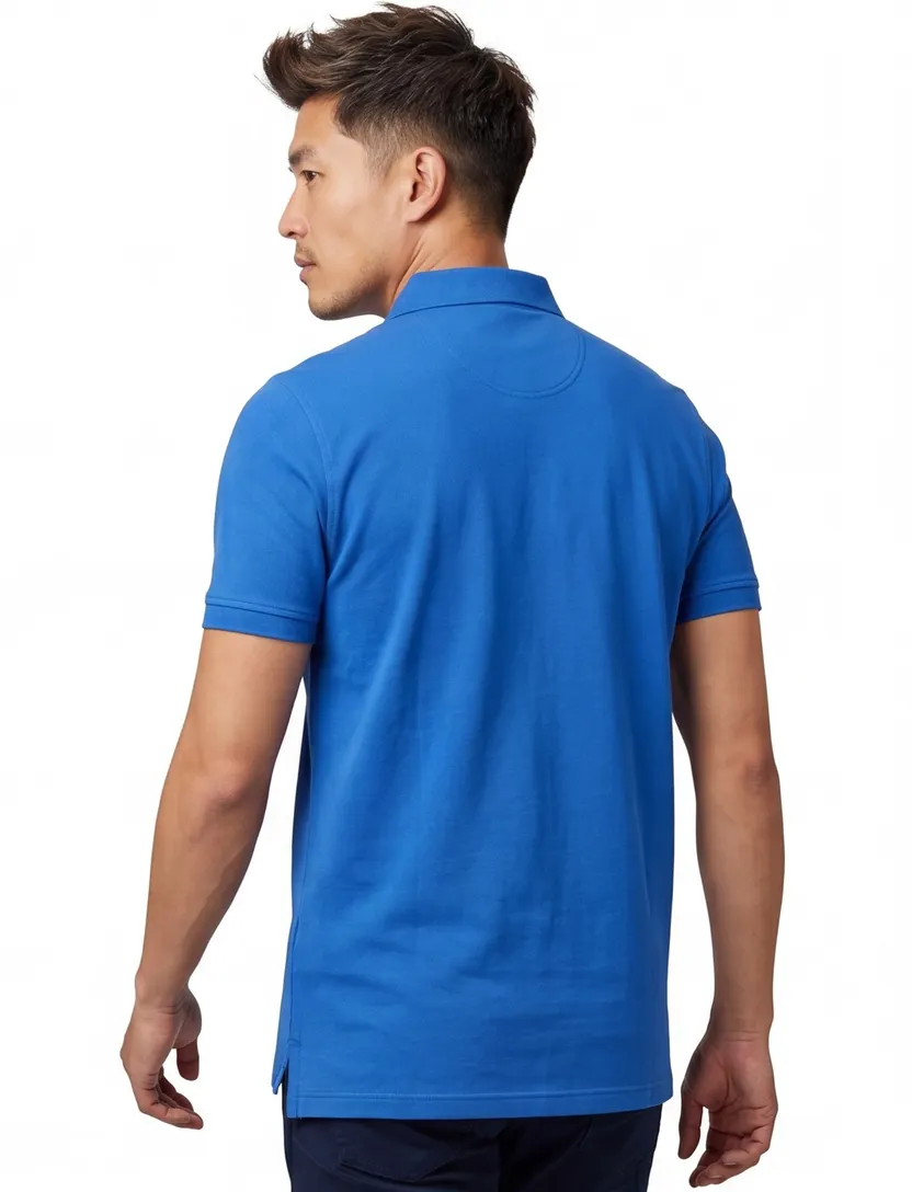 Extra lang Portofino polo katoen korte mouw blauw