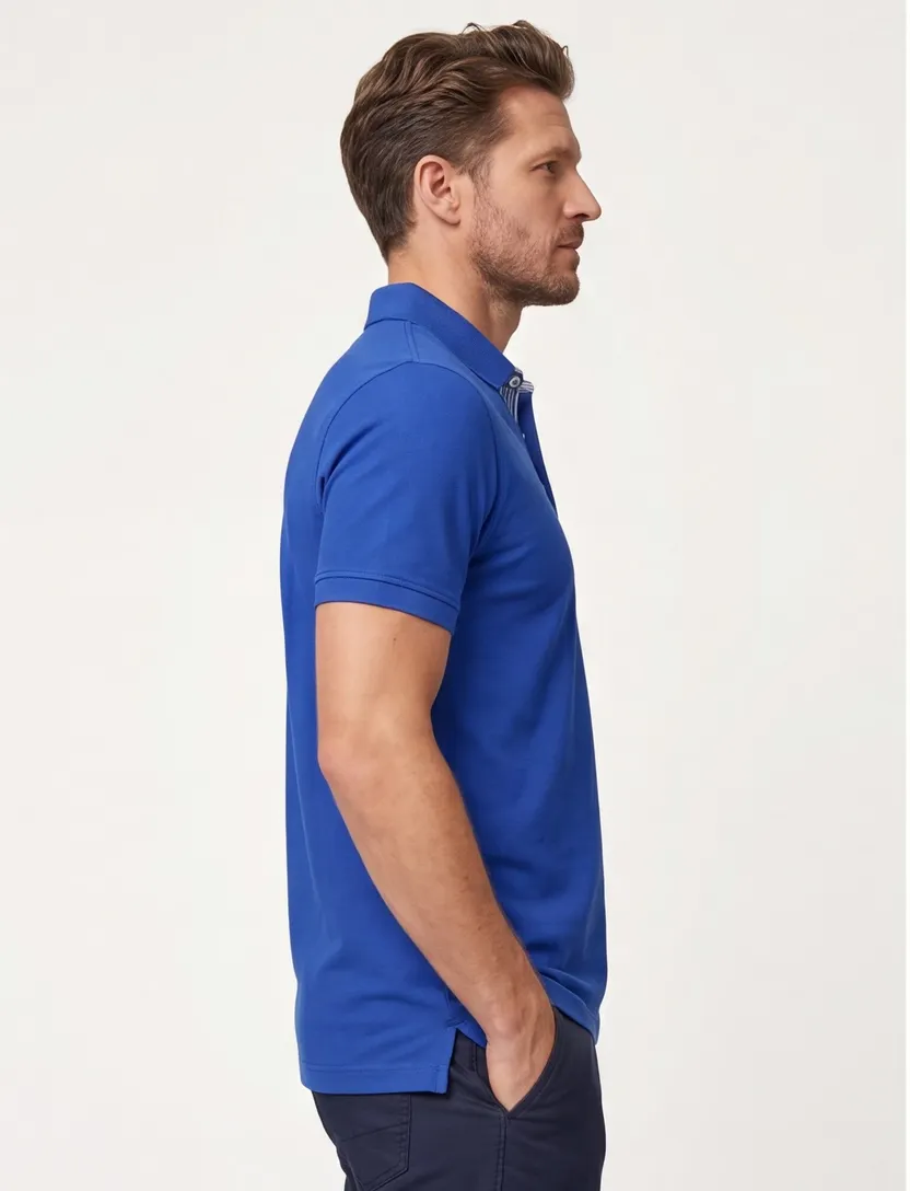 Korte mouw katoenen Portofino polo extra lang blauw