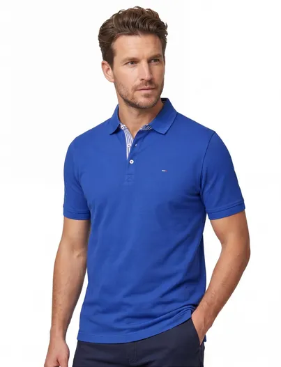 Portofino Korte mouw katoenen Portofino polo extra lang blauw