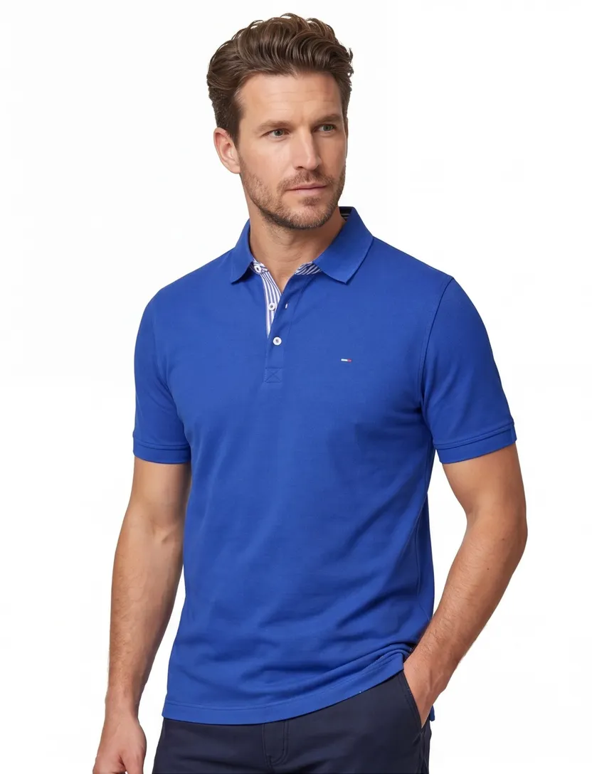 Korte mouw katoenen Portofino polo extra lang blauw
