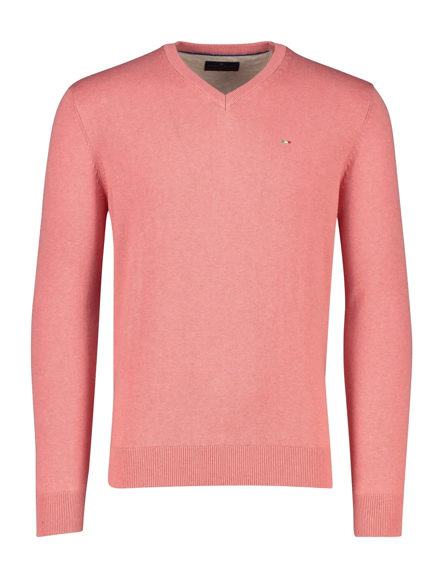 Portofino trui v-hals roze effen katoen met logo