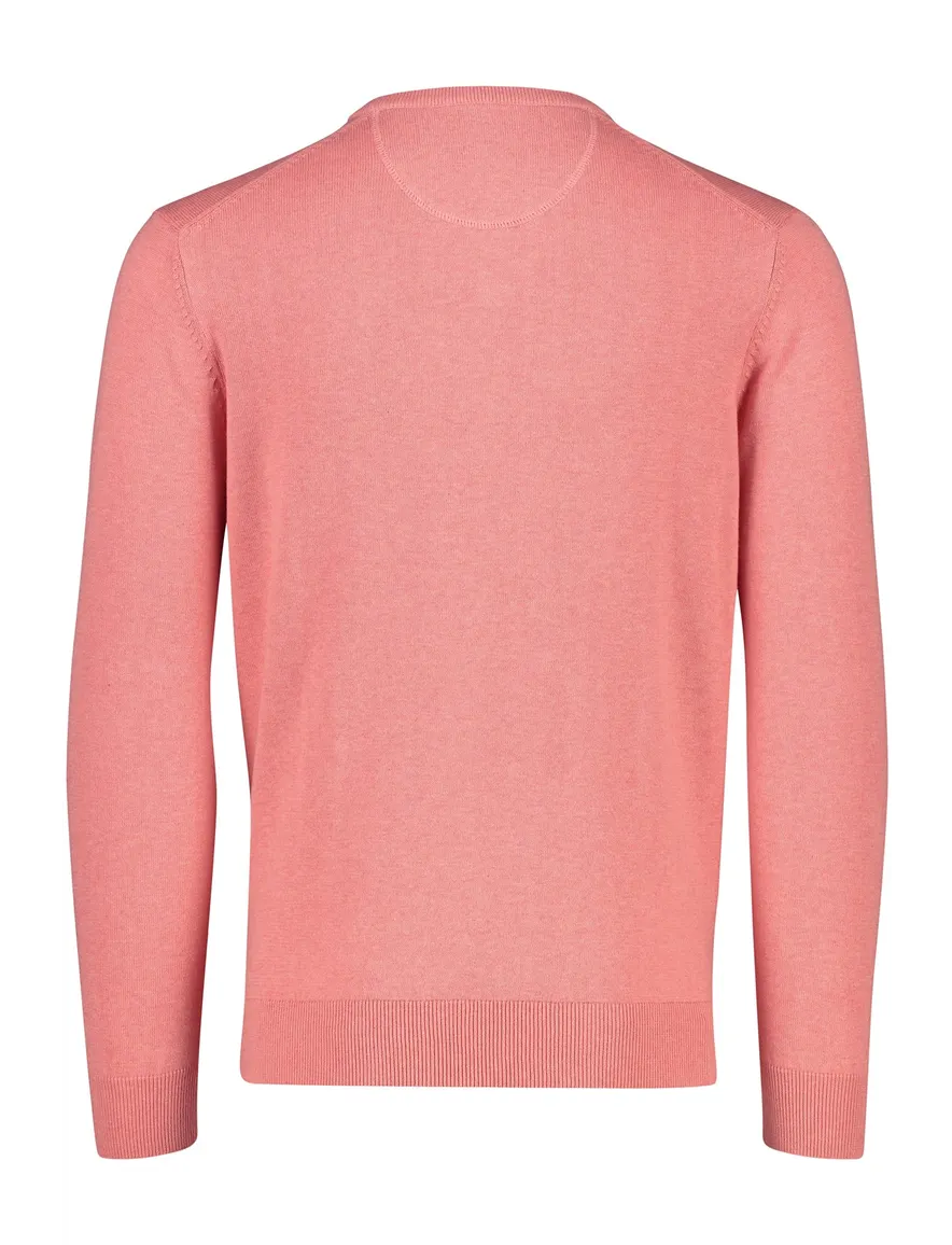 Portofino trui v-hals roze effen katoen met logo