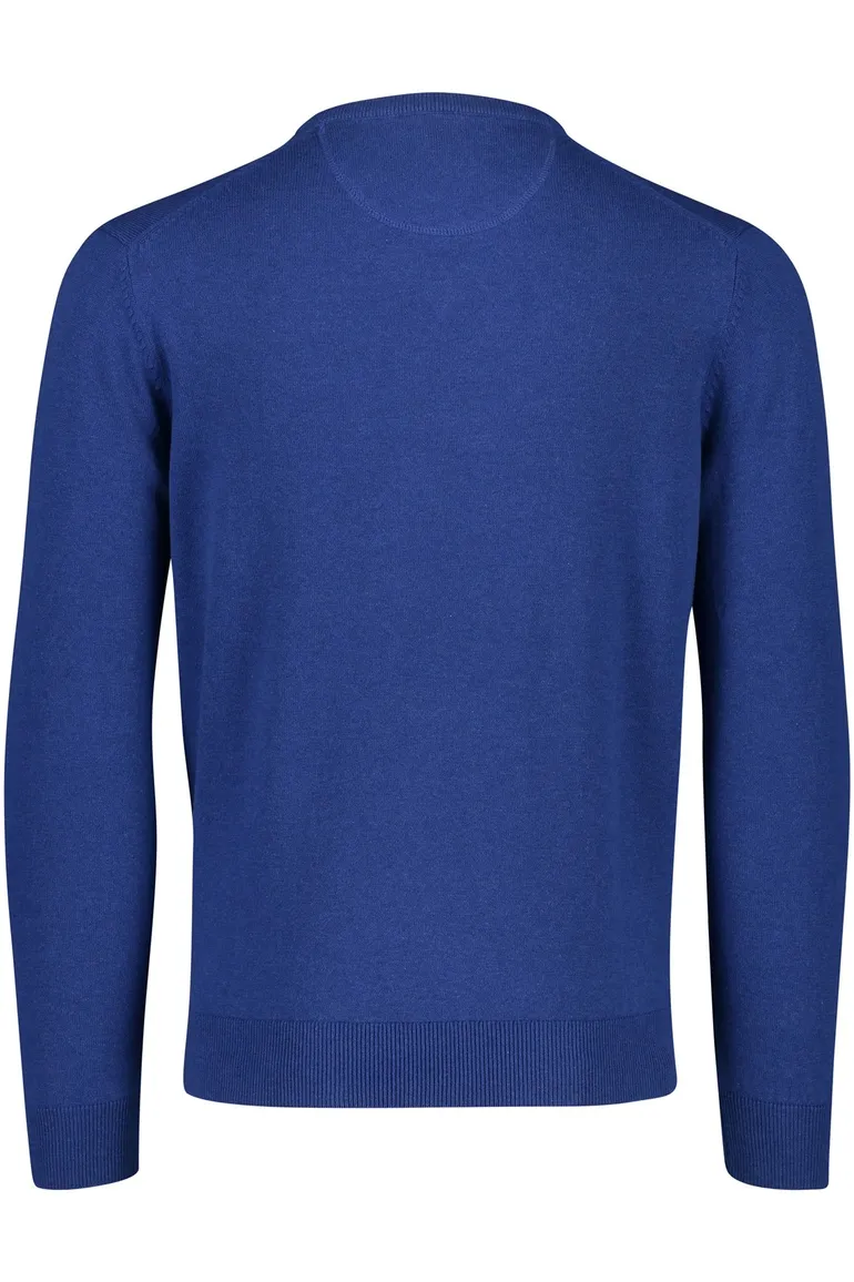 Portofino trui v-hals blauw effen 100% katoen