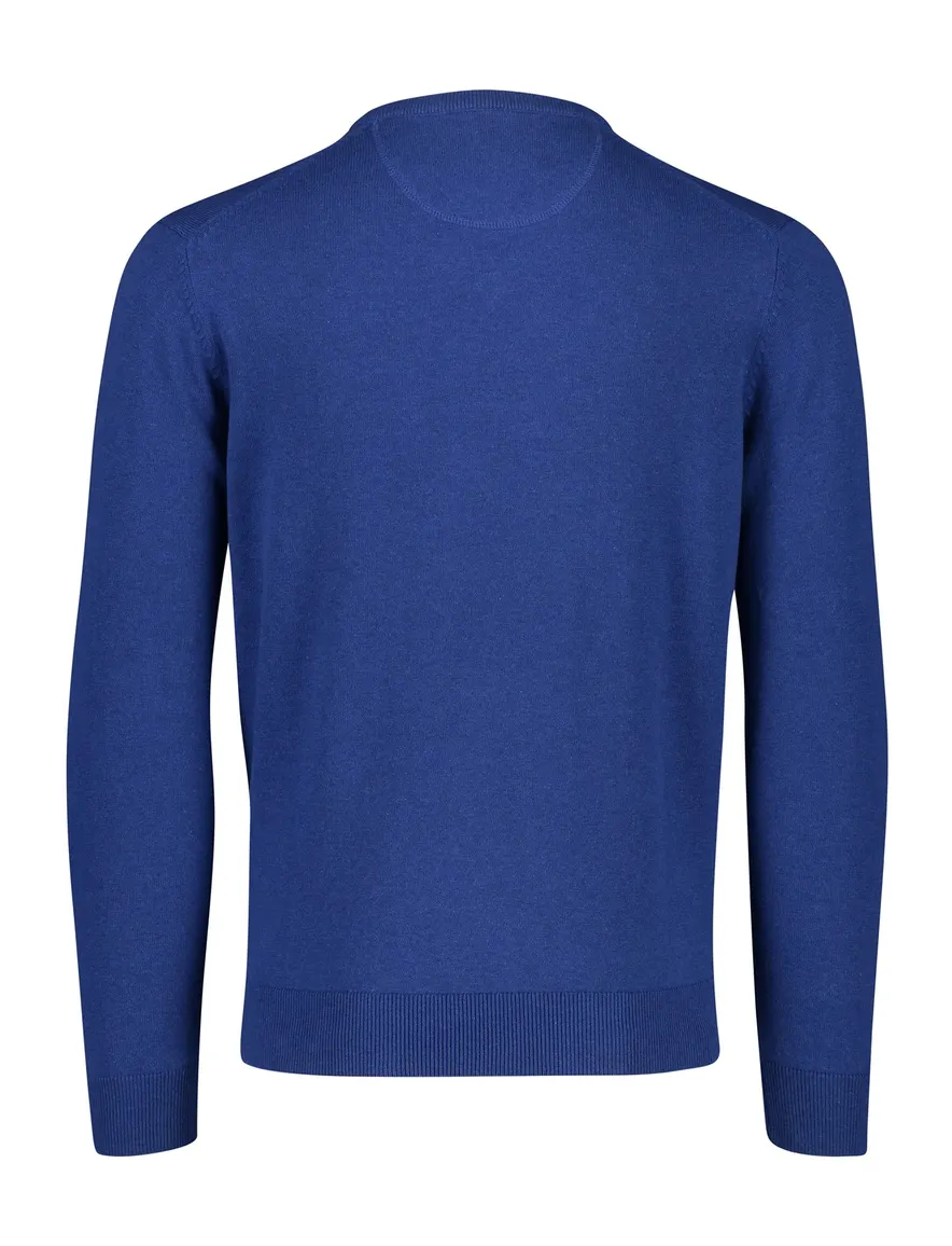 Portofino trui v-hals blauw effen 100% katoen