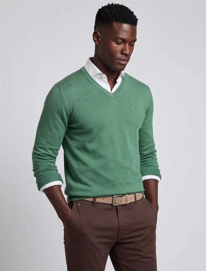 Portofino trui groen v-hals
