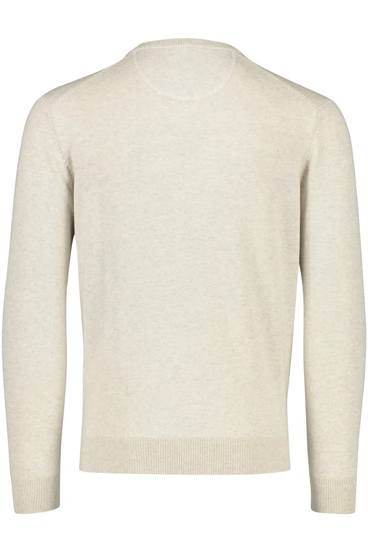 Portofino trui v-hals beige effen gemêleerd katoen