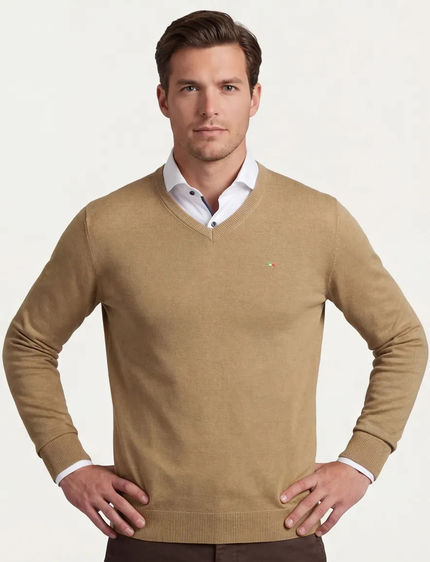 Portofino trui bruin v-hals