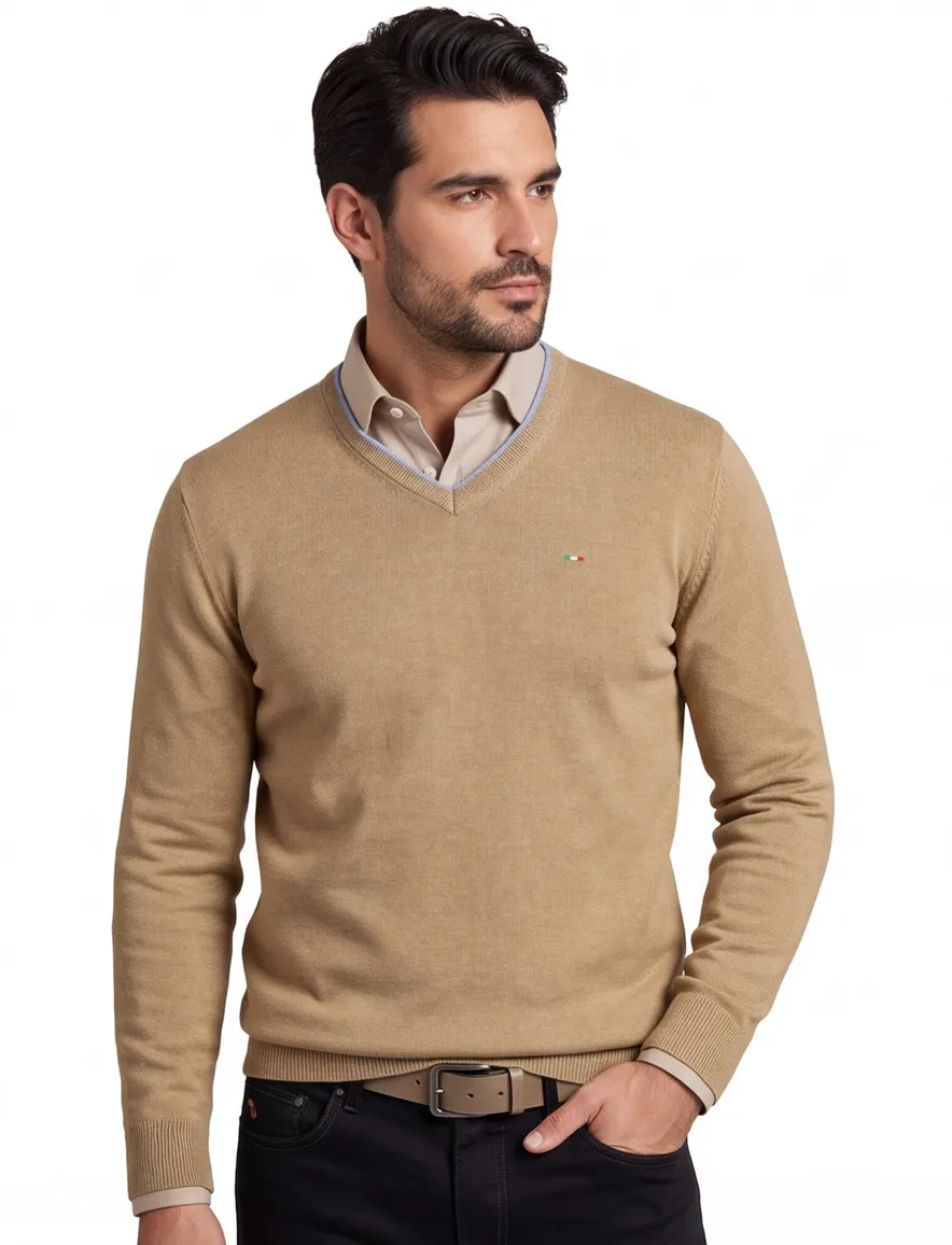 Portofino trui bruin v-hals