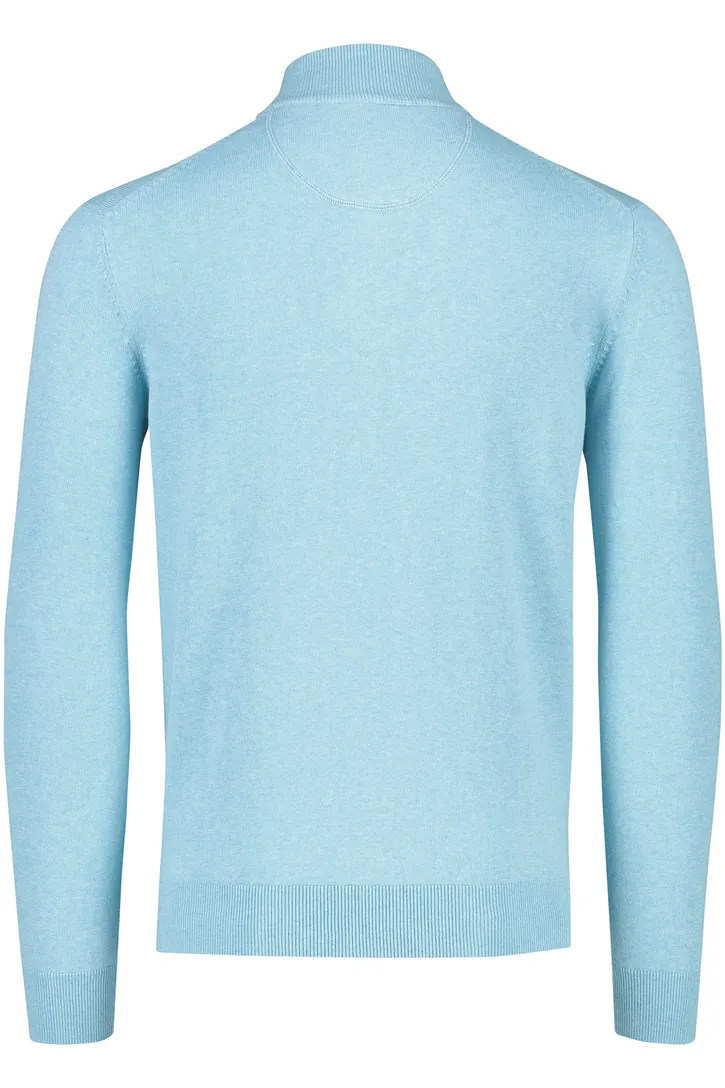 Half zip lichtblauw Portofino trui katoen