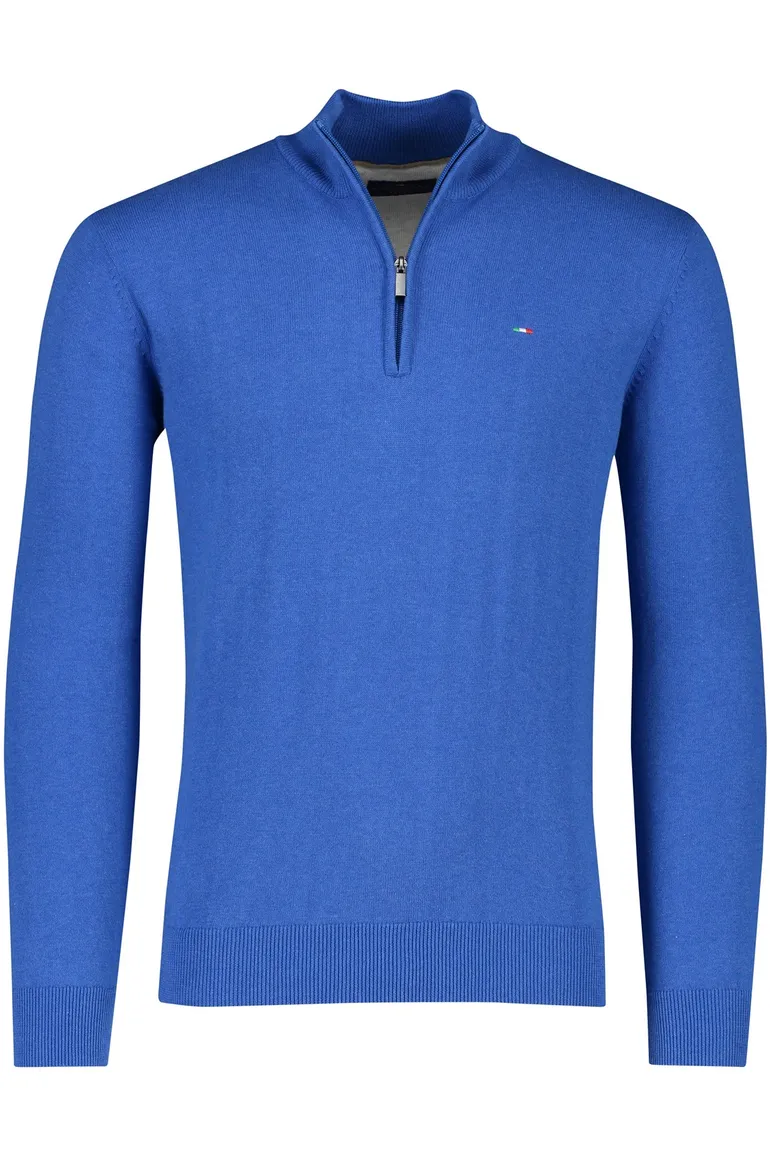 Portofino half zip blauw katoenen trui