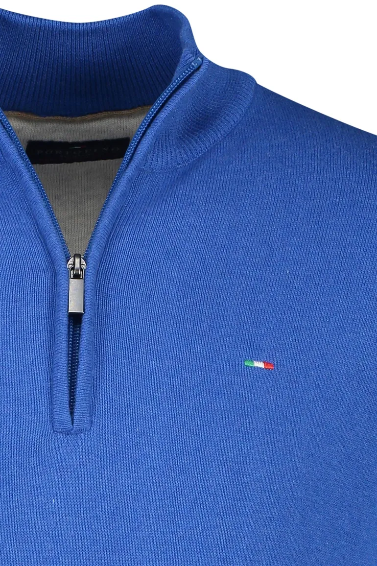 Portofino half zip blauw katoenen trui