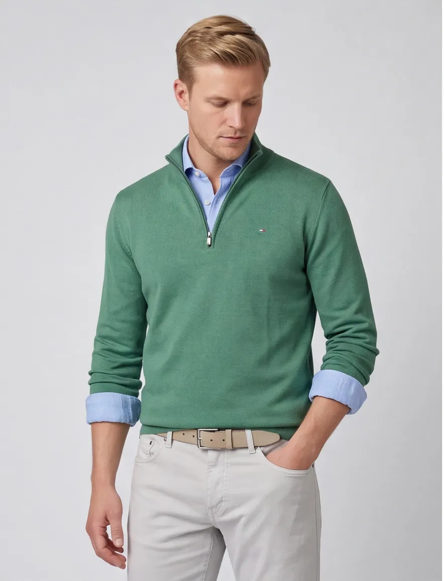 Portofino half zip trui groen