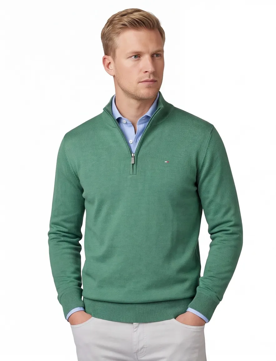 Portofino half zip trui groen